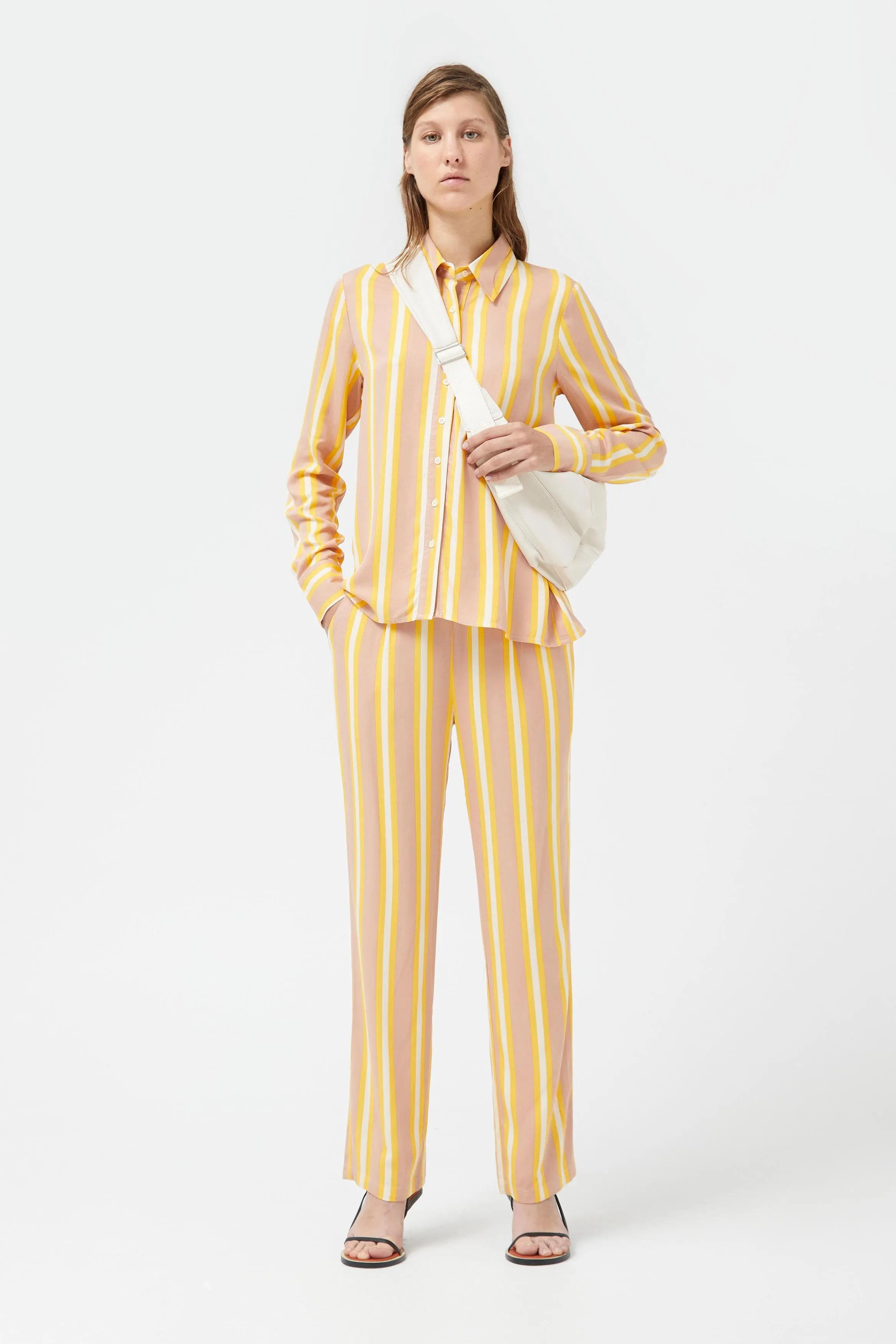 Ariella Striped Button Up Top
