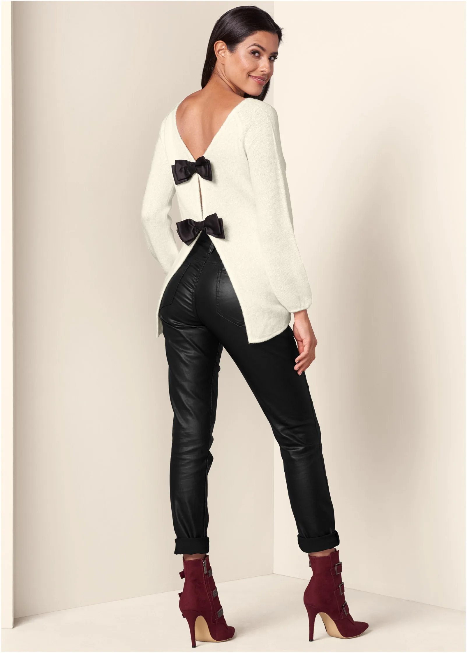 Bow Detail Sweater - Off White