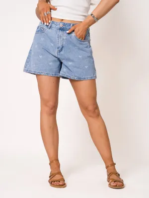 Bow Vibes High Waist Denim Shorts