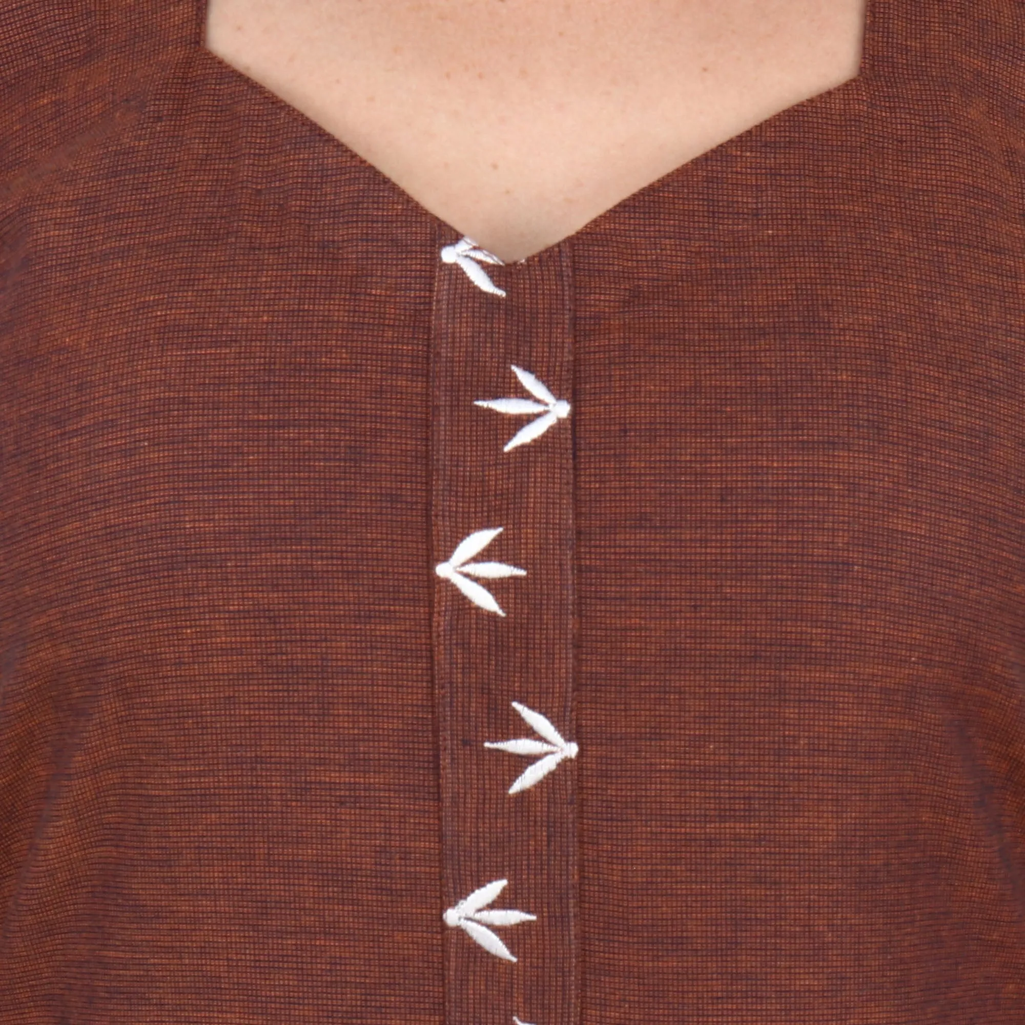 Brown Detailed Woollen Kurta
