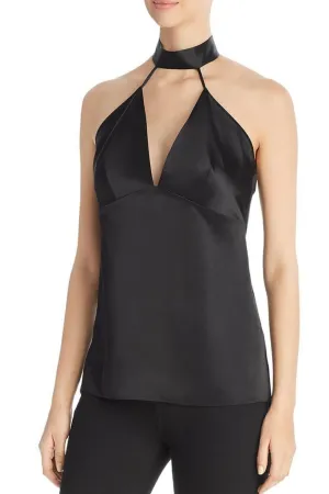 Choker Plunge Neckline Black Sleeveless Top