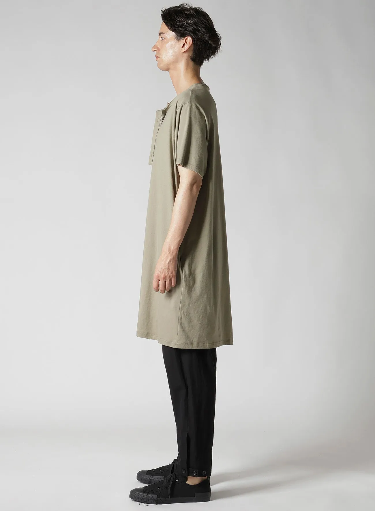 COMBED JERSEY HENRY NECK SHORT SLEEVE T