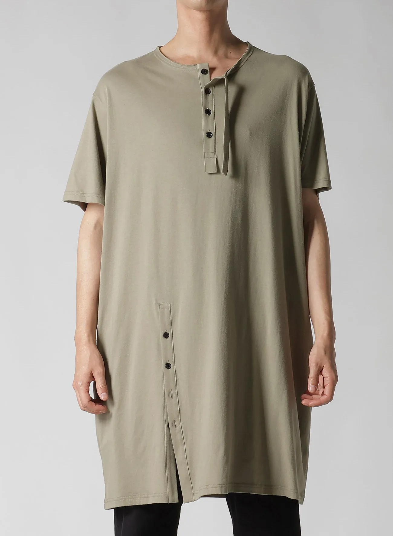 COMBED JERSEY HENRY NECK SHORT SLEEVE T