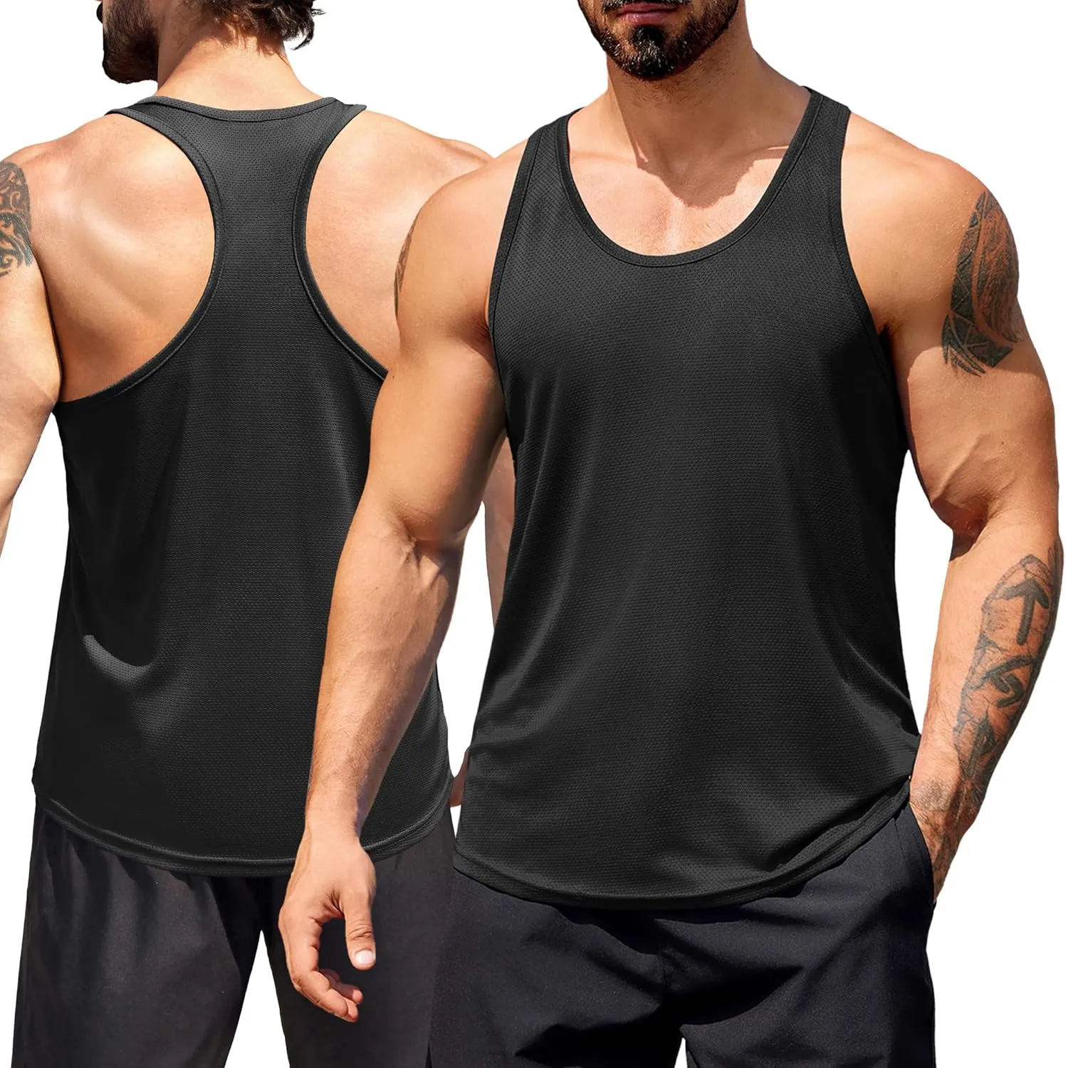 COOFANDY Men's 3 Pack Workout Tank Tops Quick Dry Gym Sleeveless Muscle T Shirts Y Back Athlectic Tank Bodybuilding Top