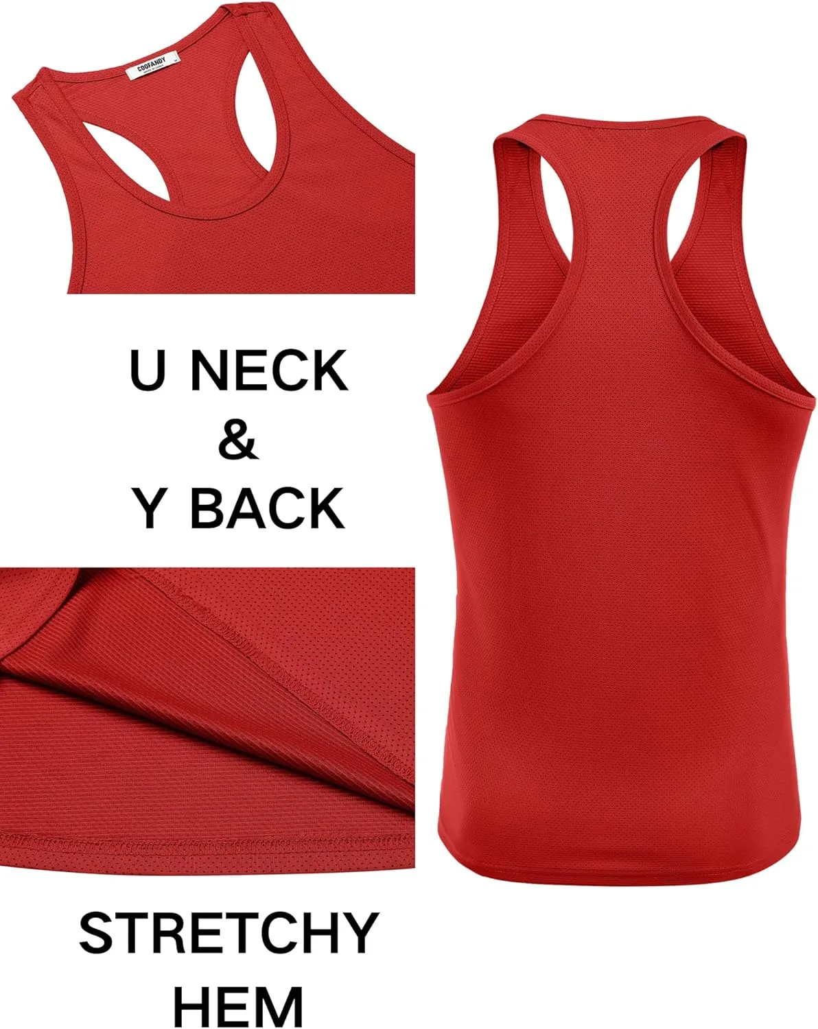 COOFANDY Men's 3 Pack Workout Tank Tops Quick Dry Gym Sleeveless Muscle T Shirts Y Back Athlectic Tank Bodybuilding Top