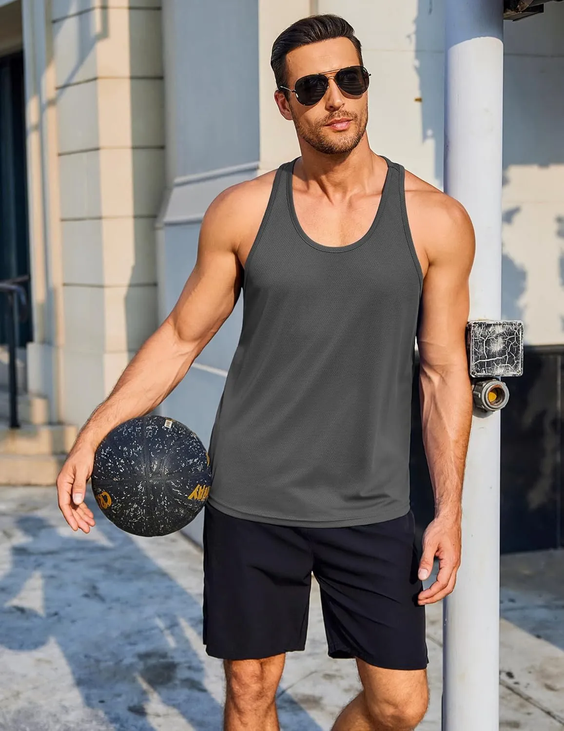 COOFANDY Men's 3 Pack Workout Tank Tops Quick Dry Gym Sleeveless Muscle T Shirts Y Back Athlectic Tank Bodybuilding Top
