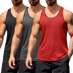 COOFANDY Men's 3 Pack Workout Tank Tops Quick Dry Gym Sleeveless Muscle T Shirts Y Back Athlectic Tank Bodybuilding Top
