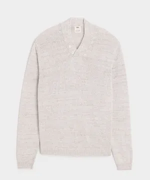 Inis Mein Linen Hurler V-Neck Sweater in Silver Marl