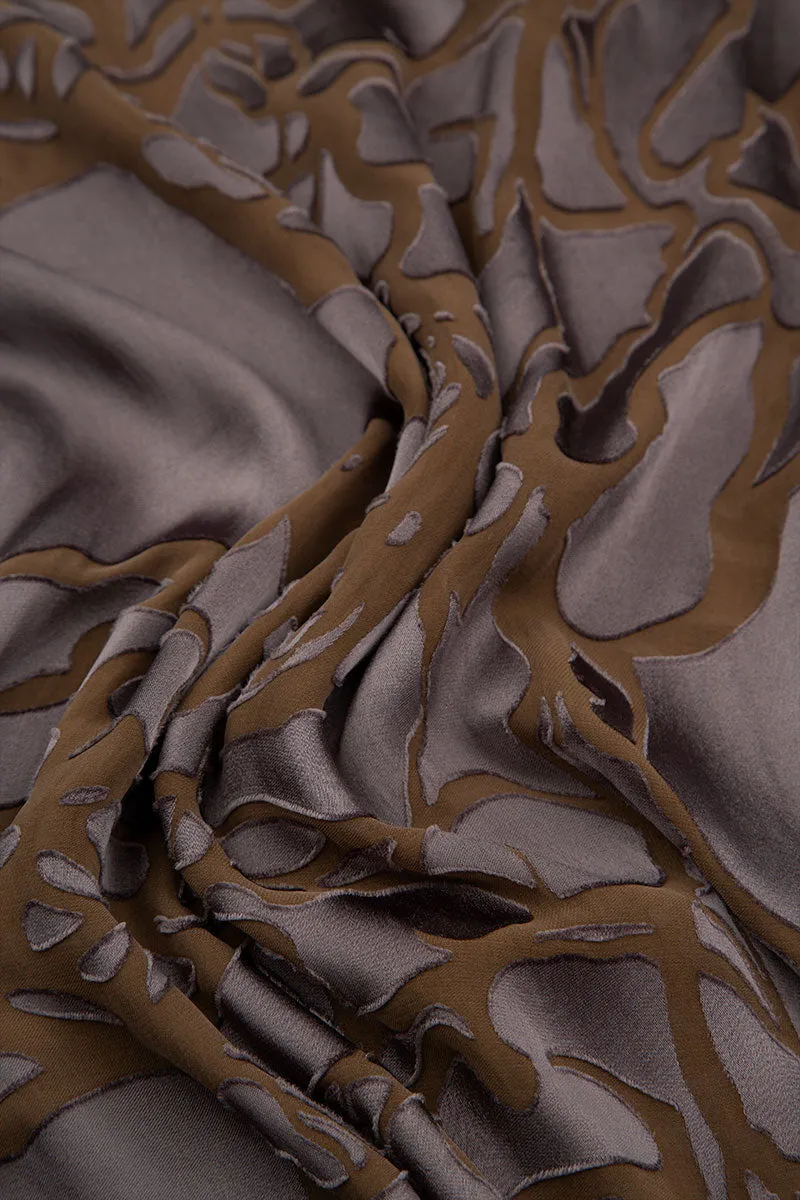 Loose Floral Brown Silk Shirt