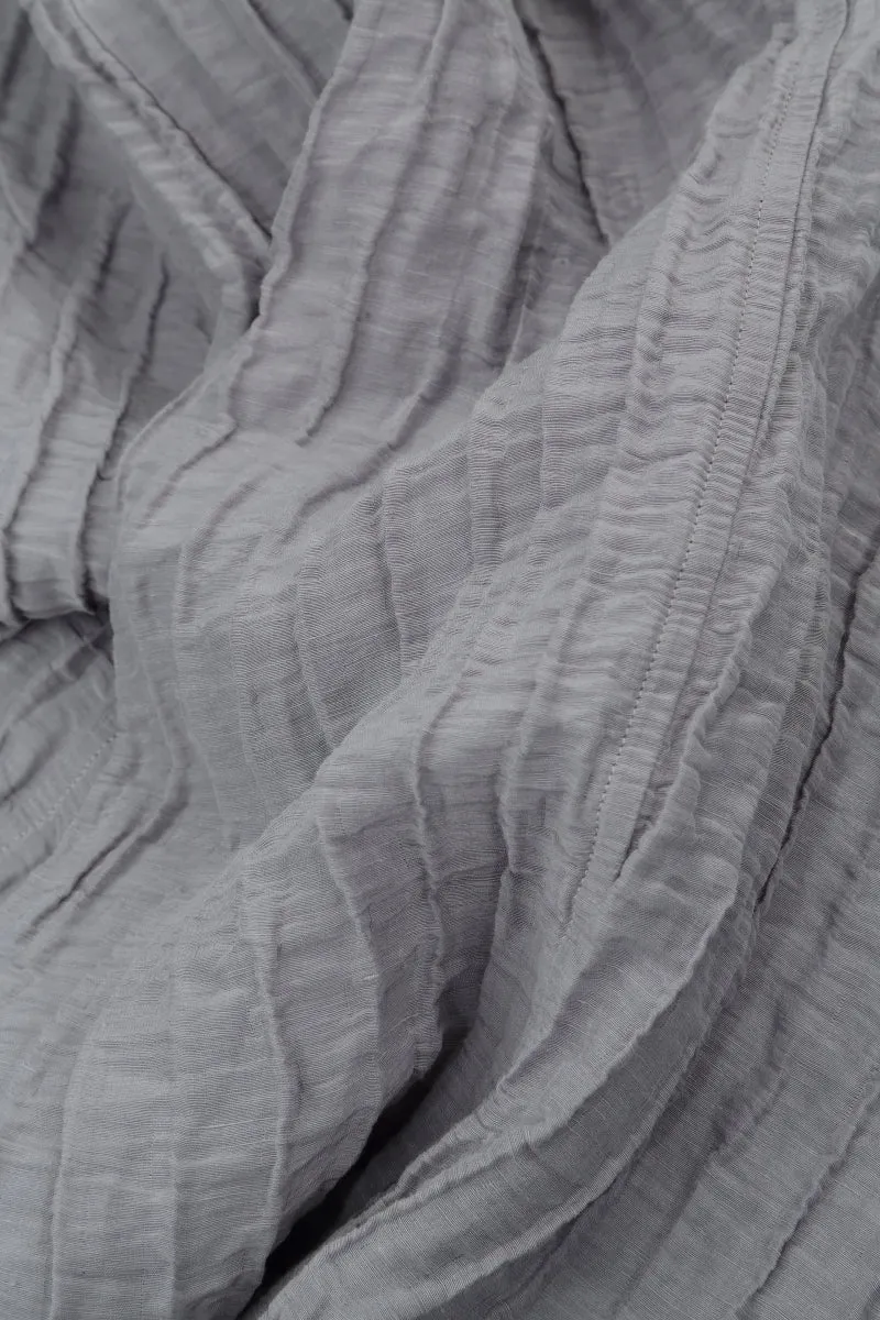 Loose Floral Lilac Grey Silk Linen Tunic