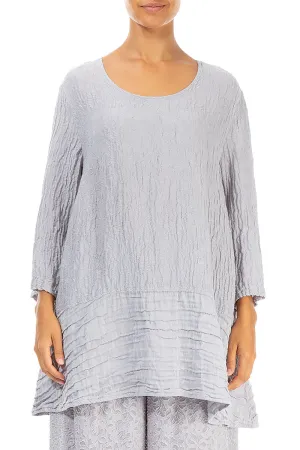 Loose Floral Lilac Grey Silk Linen Tunic