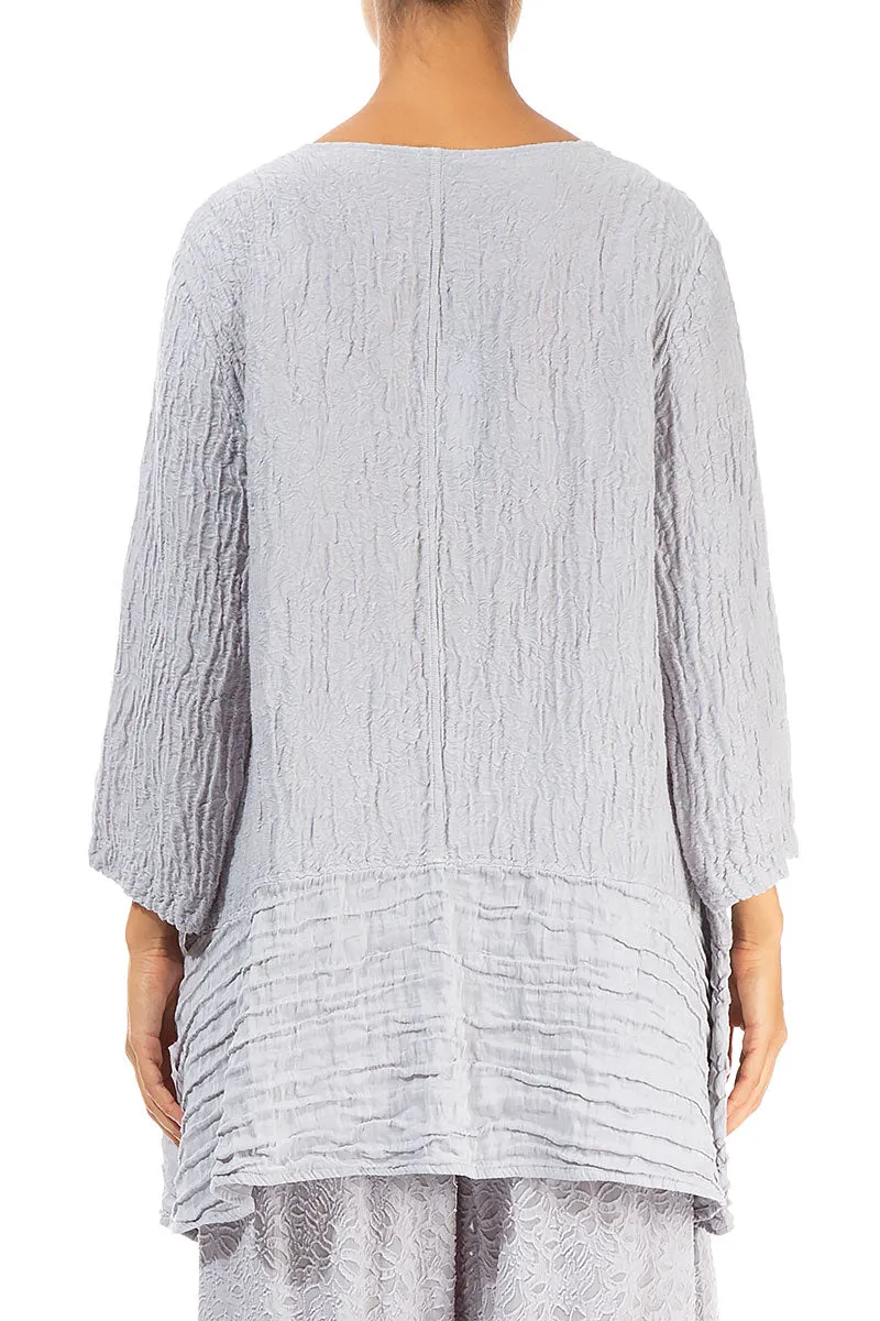 Loose Floral Lilac Grey Silk Linen Tunic