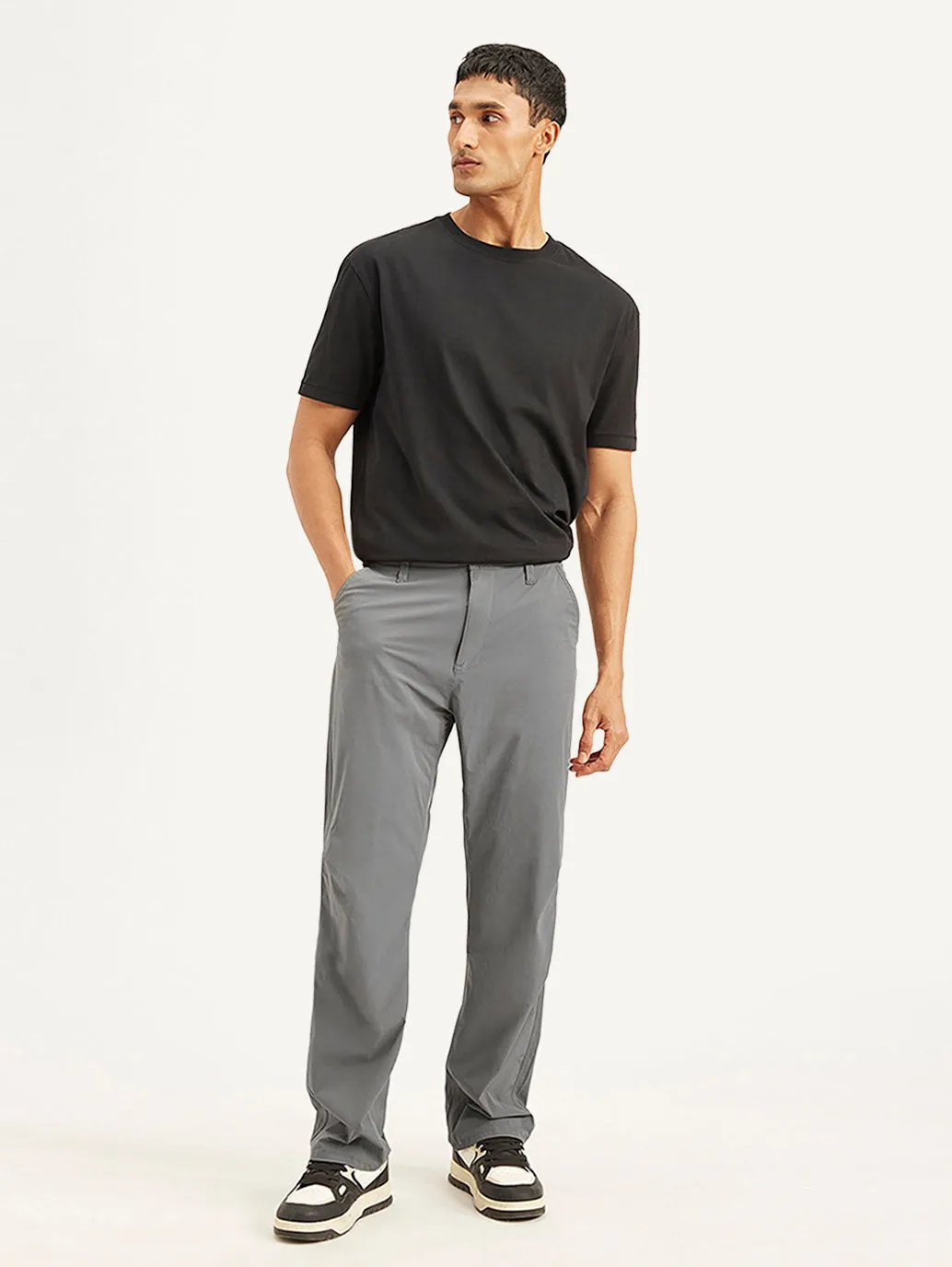 Men's Grey Loose Fit Chino Cargos