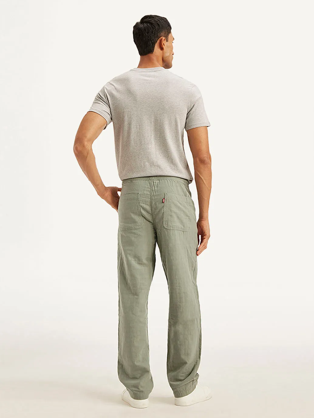 Men's Grey Loose Straight Fit Chino Trousers