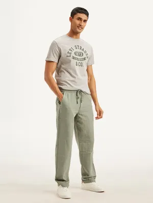 Men's Grey Loose Straight Fit Chino Trousers