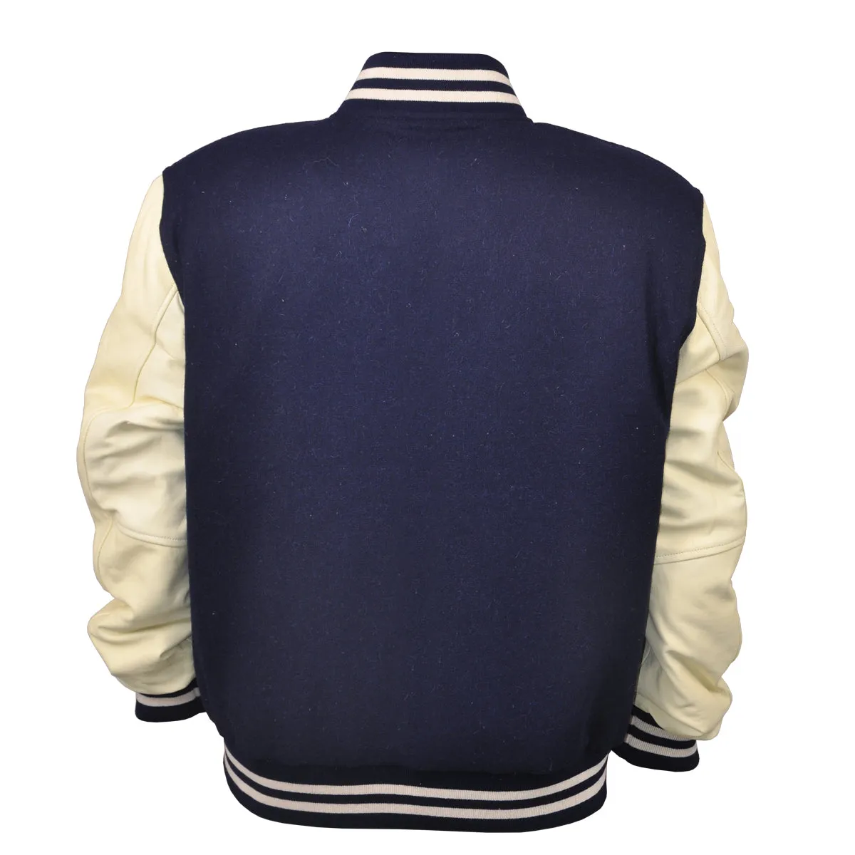 Mens Jacket Wool Leather Navy Blue/Cream