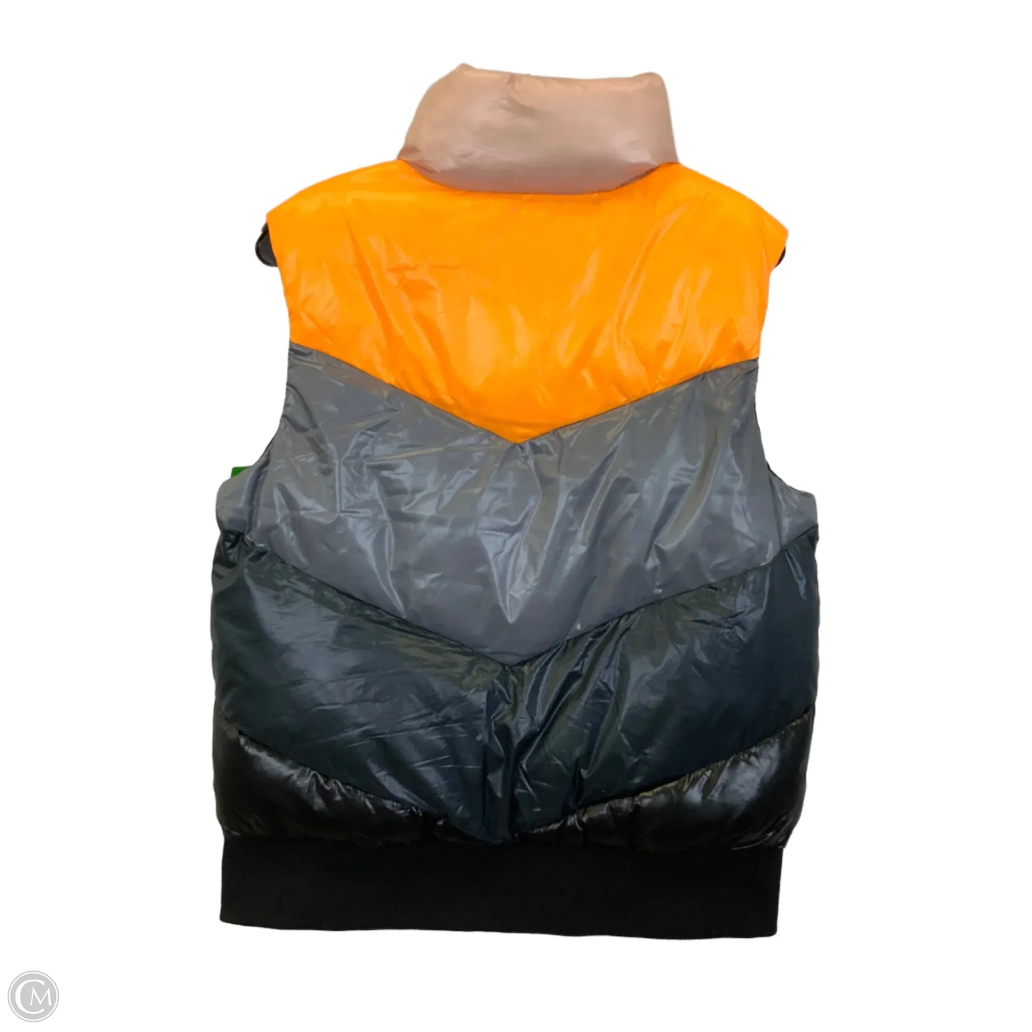 Vest Puffer & Quilted By Love & Sports In Black & Orange, Size: M