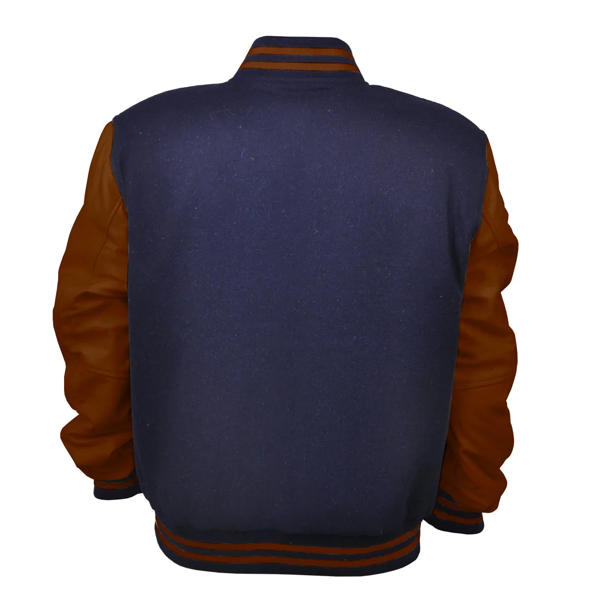 Woman Jacket Wool Leather Navy Blue/Brown