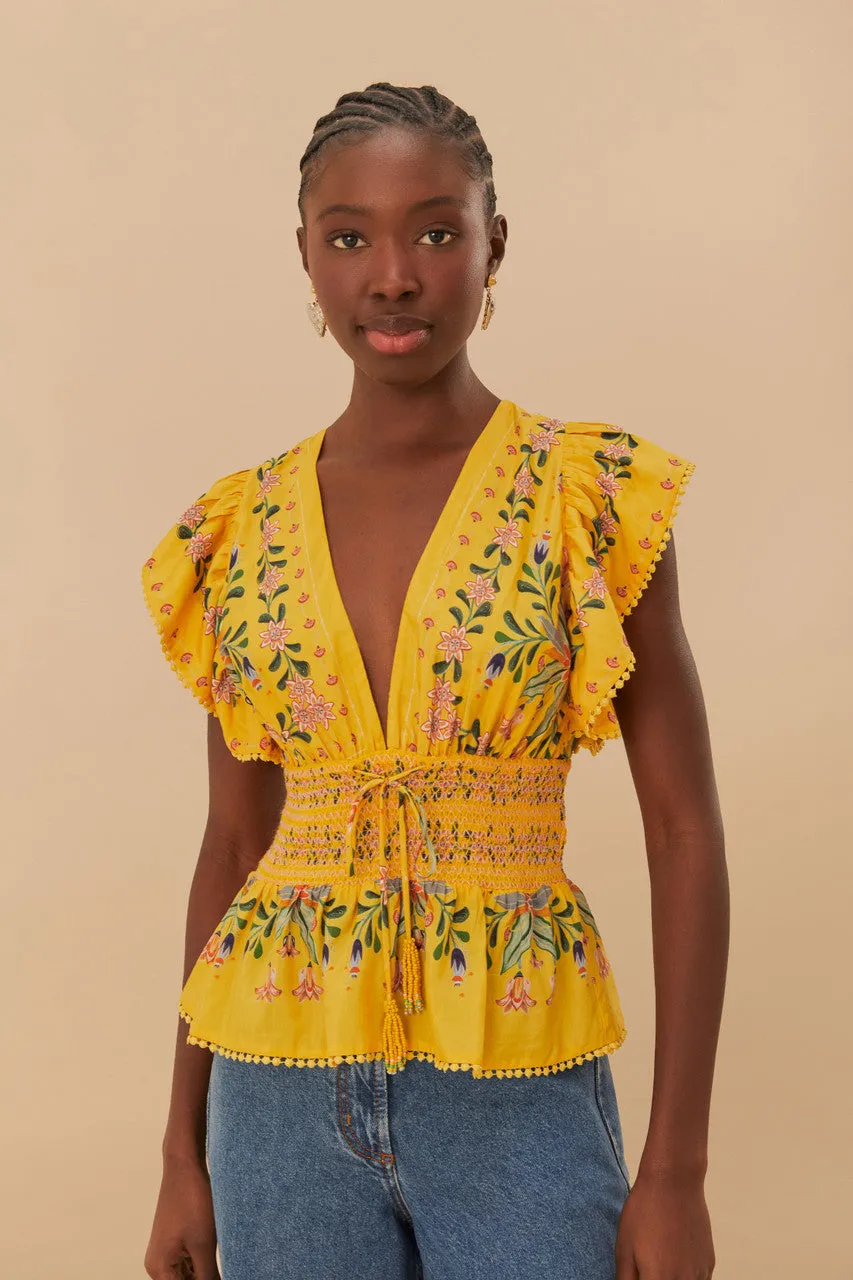Yellow Delicate Flowers Blouse